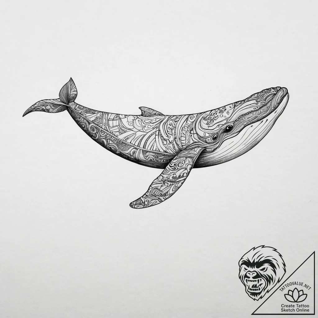 Tattoo sketch узор в виде кита, artistic tatt... - tattoo sketch (№1760275382_0, 12.10.2025 13:23) — tattoovalue.net