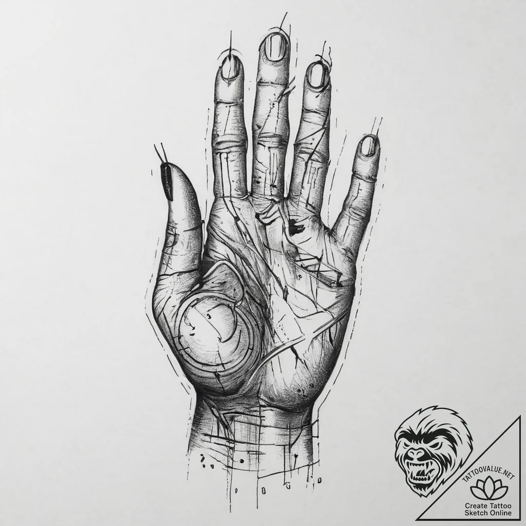 Tattoo sketch hands with a pencil, tattoo fla... - tattoo sketch (№1760276031_0, 12.10.2025 13:33) — tattoovalue.net