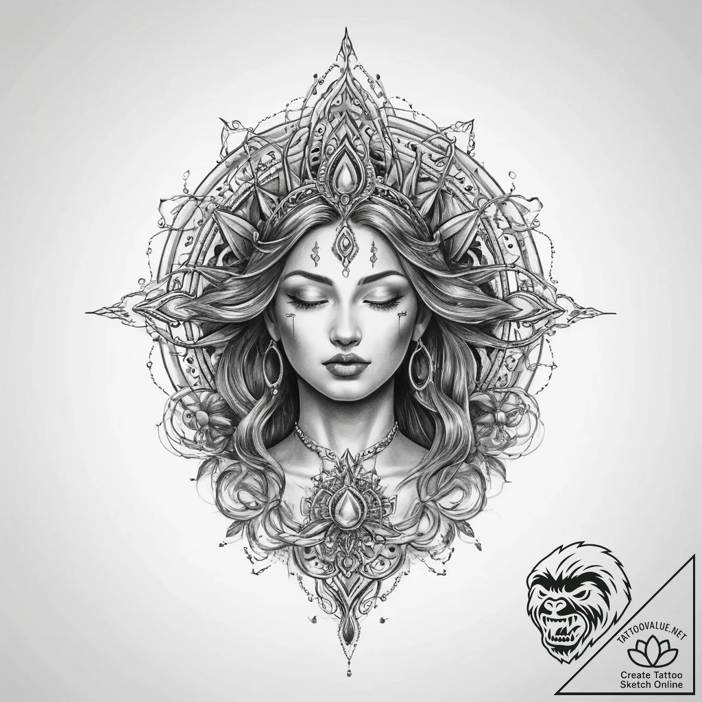 Tattoo sketch divine aura - tattoo sketch (№1760276247_0, 12.10.2025 13:37) — tattoovalue.net