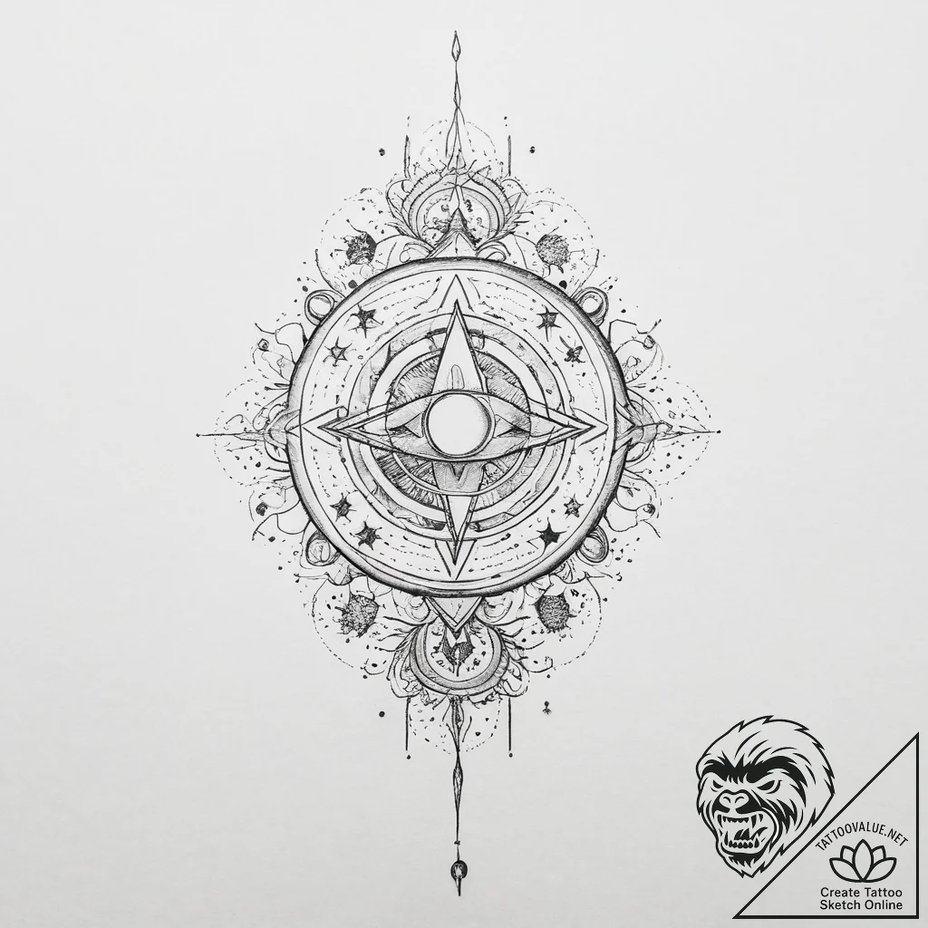 Tattoo sketch cosmic universe, tattoo sketch... - tattoo sketch (№1760276679_0, 12.10.2025 13:44) — tattoovalue.net