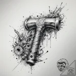 Tattoo sketch metalworking a forge and a hamm… – tattoo sketch (№1760276896_0, 12.10.2025 13:48) — tattoovalue.net