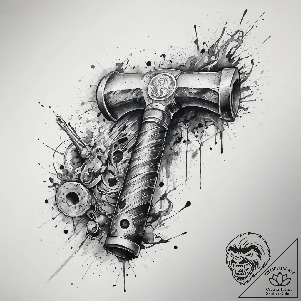 Tattoo sketch metalworking a forge and a hamm... - tattoo sketch (№1760276896_0, 12.10.2025 13:48) — tattoovalue.net