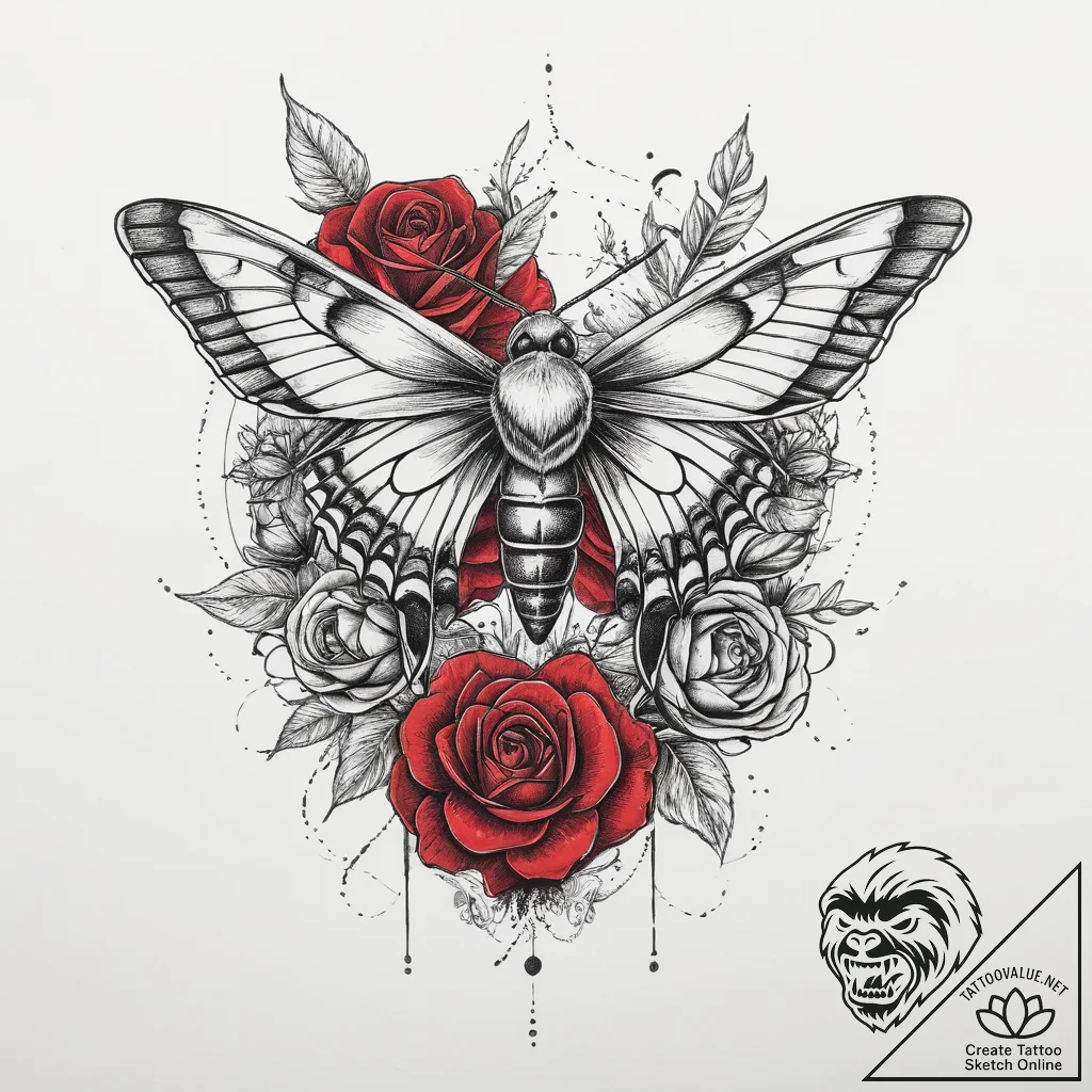 Tattoo sketch hummingbird moth, artistic tatt... - tattoo sketch (№1760277118_0, 12.10.2025 13:51) — tattoovalue.net
