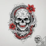 Tattoo sketch skull, tattoo line art, on a cl… – tattoo sketch (№1760280164_0, 12.10.2025 14:42) — tattoovalue.net