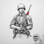 Tattoo sketch soldier with a paper, concept a… – tattoo sketch (№1760280597_0, 12.10.2025 14:49) — tattoovalue.net