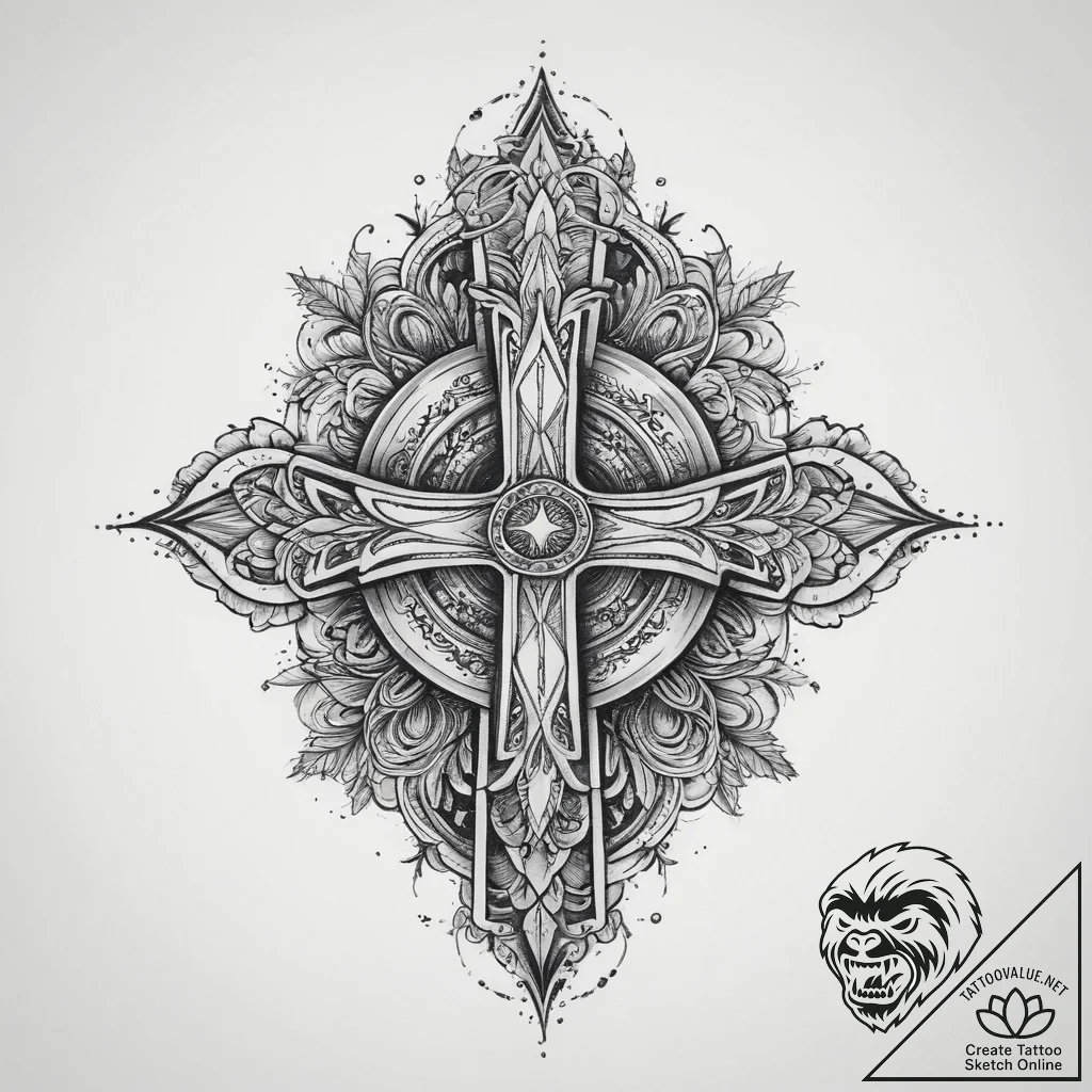 Tattoo sketch a symbolic object, tattoo line... - tattoo sketch (№1760280813_0, 12.10.2025 14:53) — tattoovalue.net