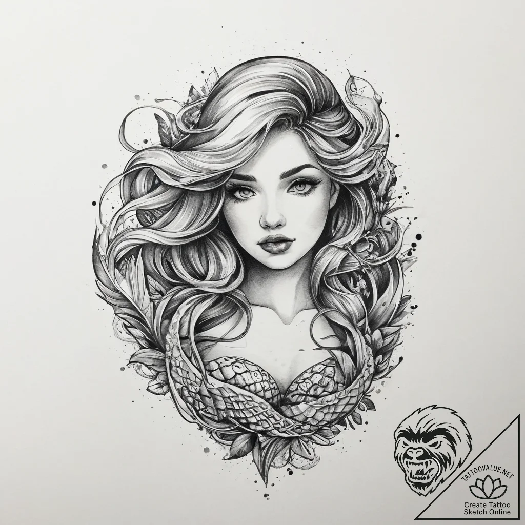 Tattoo sketch mermaid tattoo, tattoo sketch d... - tattoo sketch (№1760281257_0, 12.10.2025 15:00) — tattoovalue.net