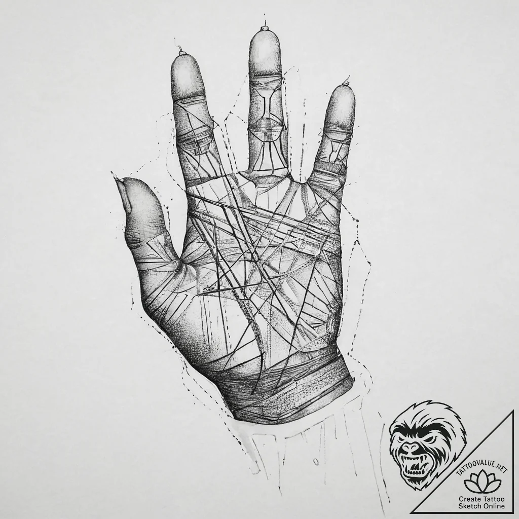 Tattoo sketch hands with a thread, concept ar... - tattoo sketch (№1760282123_0, 12.10.2025 15:15) — tattoovalue.net