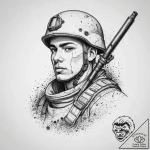 Tattoo sketch soldier with a pen, tattoo line… – tattoo sketch (№1760282556_0, 12.10.2025 15:22) — tattoovalue.net