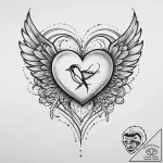 Tattoo sketch flying heart with a bird, tatto… – tattoo sketch (№1760282772_0, 12.10.2025 15:26) — tattoovalue.net