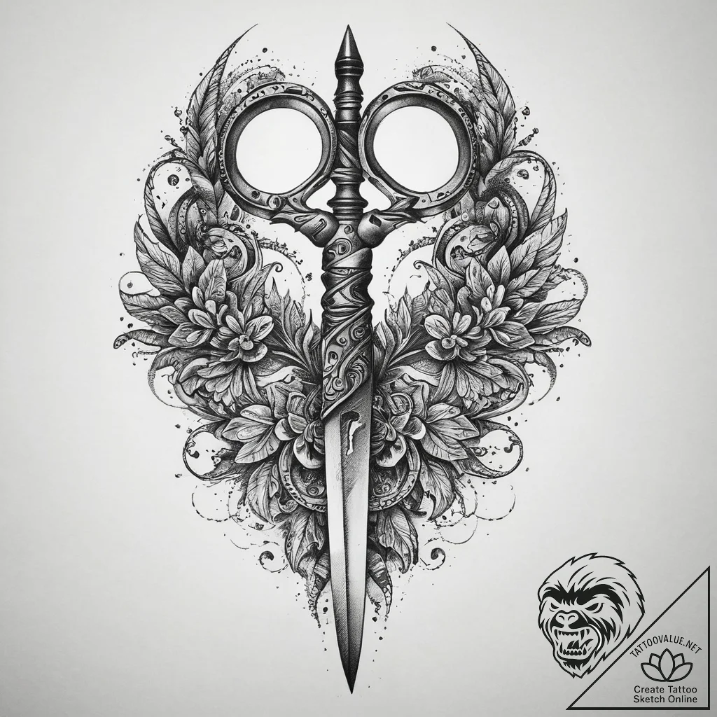 Tattoo sketch magical scissors, tattoo sketch... - tattoo sketch (№1760283207_0, 12.10.2025 15:33) — tattoovalue.net