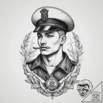 Tattoo sketch soldier with a letter, tattoo l… – tattoo sketch (№1760283425_0, 12.10.2025 15:37) — tattoovalue.net