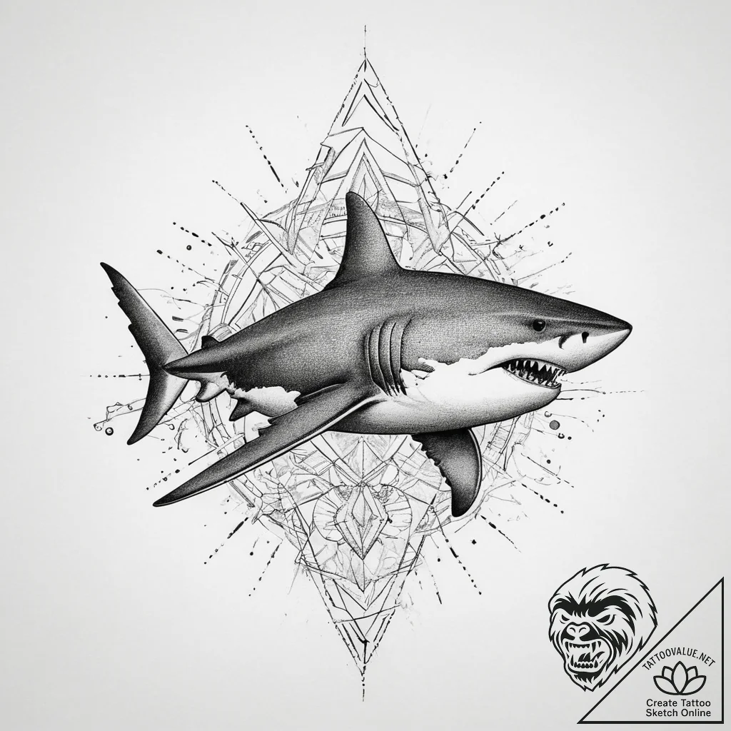 Tattoo sketch great white shark, tattoo line... - tattoo sketch (№1760283643_0, 12.10.2025 15:40) — tattoovalue.net