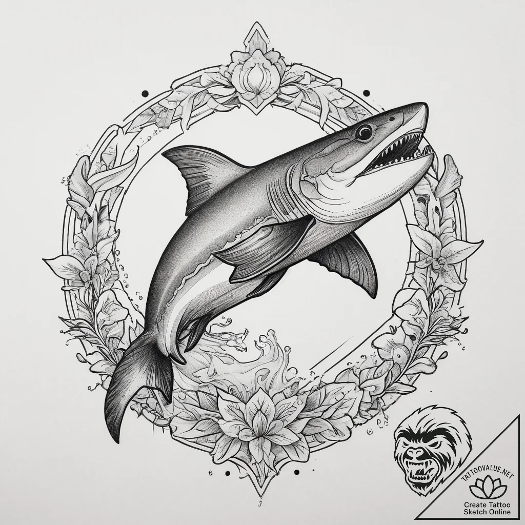 Tattoo sketch cookiecutter shark, tattoo flas... - tattoo sketch (№1760284076_0, 12.10.2025 15:47) — tattoovalue.net