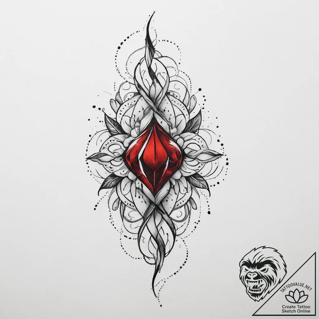 Tattoo sketch ruby, concept art for tattoo, m... - tattoo sketch (№1760284510_0, 12.10.2025 15:55) — tattoovalue.net