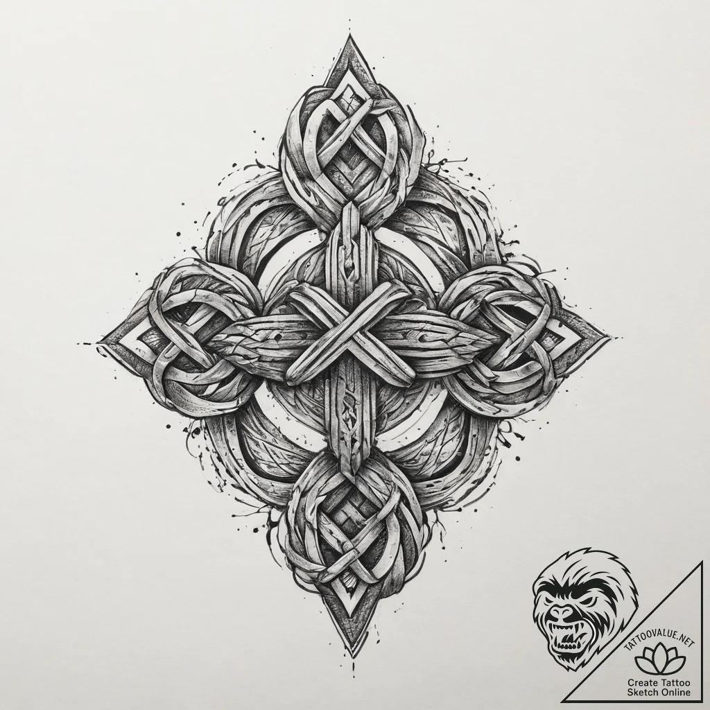 Tattoo sketch slavic knot with a spiral, conc... - tattoo sketch (№1760284943_0, 12.10.2025 16:02) — tattoovalue.net