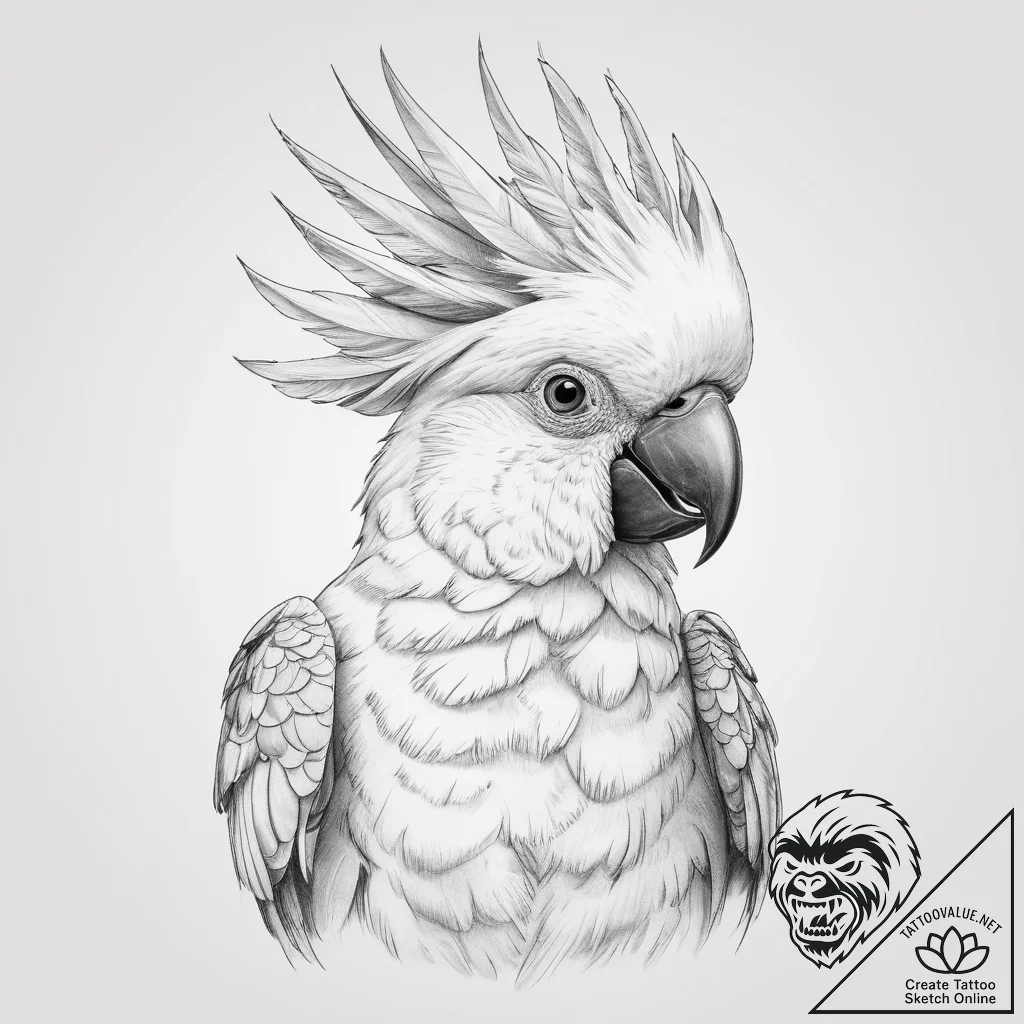 Tattoo sketch sulfur-crested cockatoo - tattoo sketch (№1760286260_0, 12.10.2025 16:24) — tattoovalue.net
