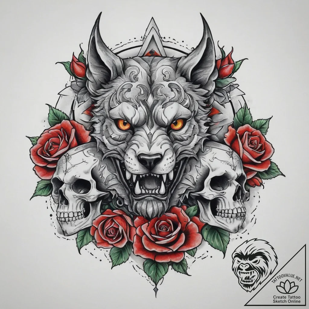 Tattoo sketch cerberus, ink illustration for... - tattoo sketch (№1760289818_0, 12.10.2025 17:23) — tattoovalue.net
