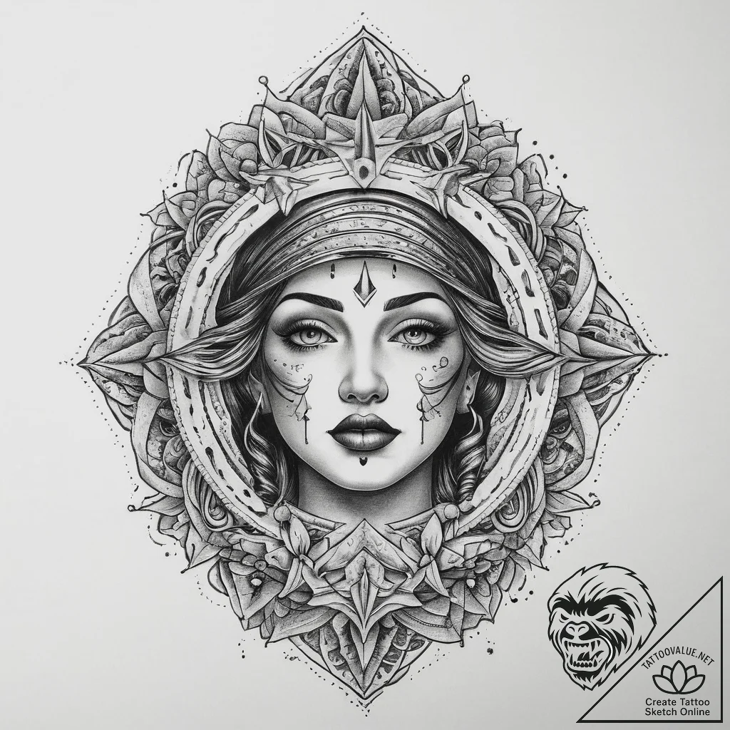 Tattoo sketch divine self, ink illustration f... - tattoo sketch (№1760290691_0, 12.10.2025 17:38) — tattoovalue.net