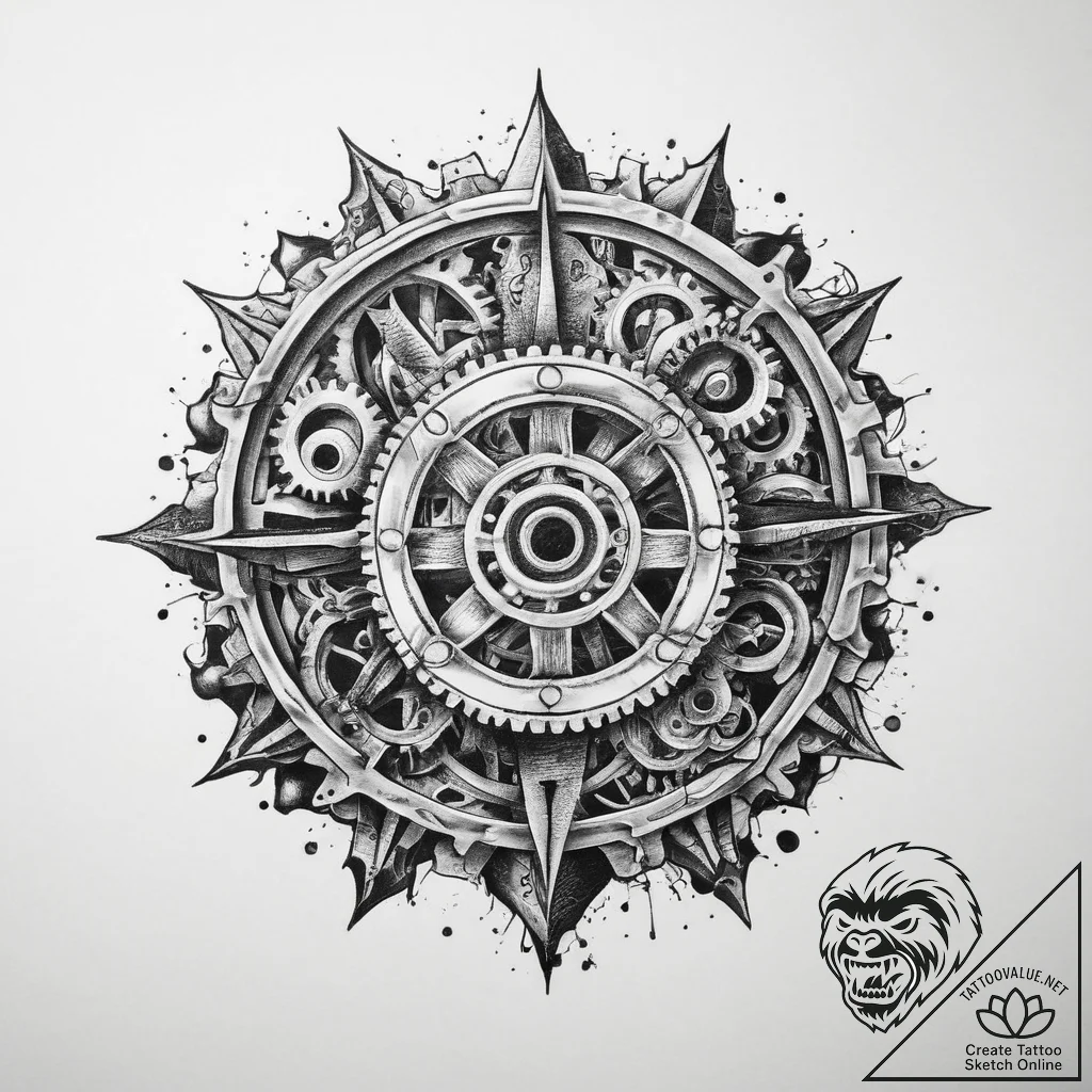 Tattoo sketch шестеренки, tattoo line art, on... - tattoo sketch (№1760291123_0, 12.10.2025 17:45) — tattoovalue.net