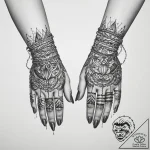 Tattoo sketch hands with a chain, ink illustr… – tattoo sketch (№1760291343_0, 12.10.2025 17:49) — tattoovalue.net
