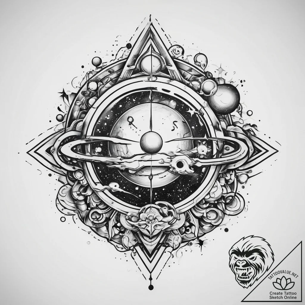 Tattoo sketch cosmic land, concept art for ta... - tattoo sketch (№1760291788_0, 12.10.2025 17:56) — tattoovalue.net