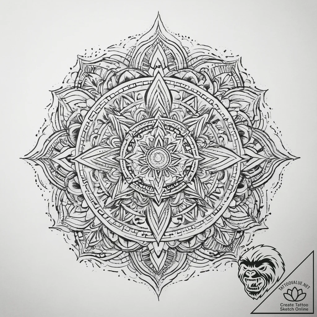 Tattoo sketch spiritual scene, ink illustrati... - tattoo sketch (№1760292654_0, 12.10.2025 18:10) — tattoovalue.net
