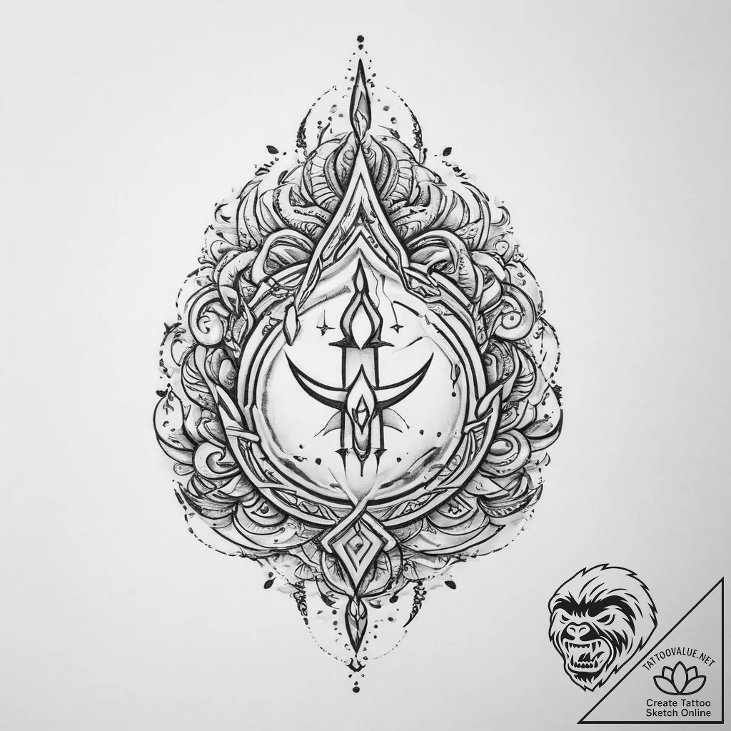 Tattoo sketch a magical symbol, concept art f... - tattoo sketch (№1760293109_0, 12.10.2025 18:18) — tattoovalue.net