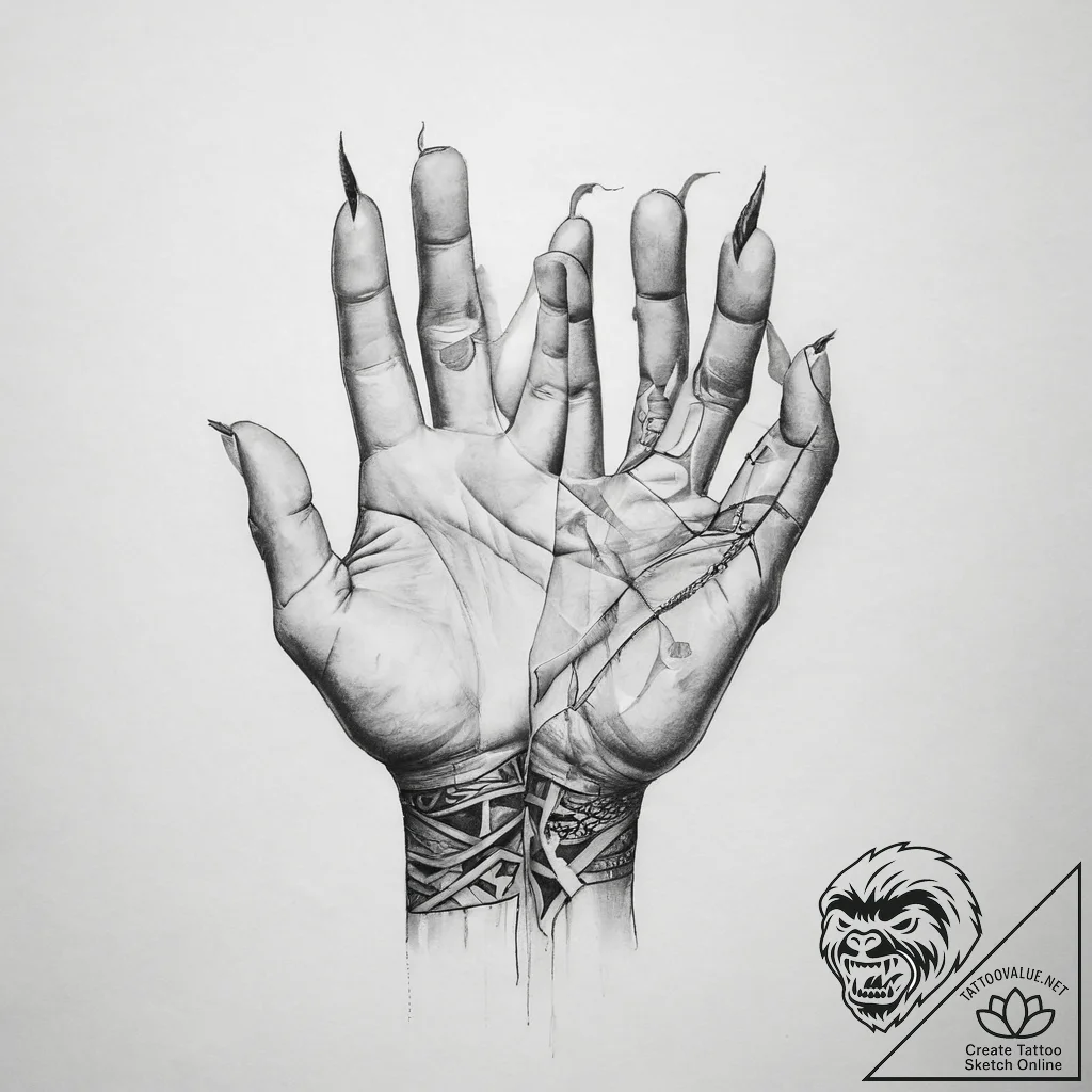 Tattoo sketch hands with a paper - tattoo sketch (№1760293759_0, 12.10.2025 18:29) — tattoovalue.net