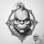Tattoo sketch the grinch with a memorial, ink… – tattoo sketch (№1760294409_0, 12.10.2025 18:40) — tattoovalue.net