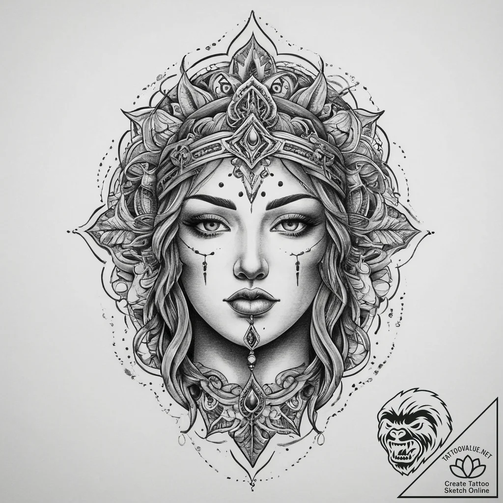 Tattoo sketch holy character, tattoo flash sh... - tattoo sketch (№1760294846_0, 12.10.2025 18:47) — tattoovalue.net