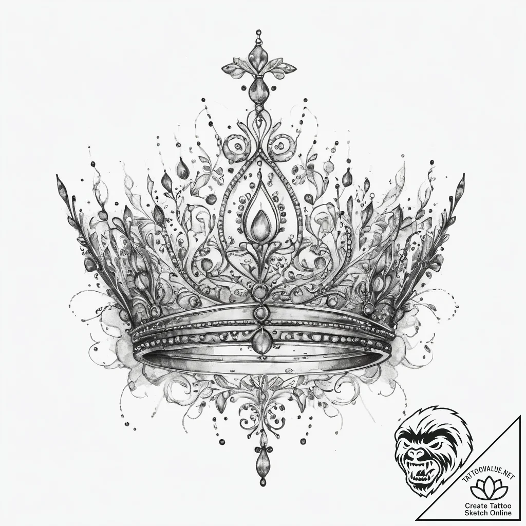 Tattoo sketch tiara, tattoo drawing outline,... - tattoo sketch (№1760295063_0, 12.10.2025 18:51) — tattoovalue.net