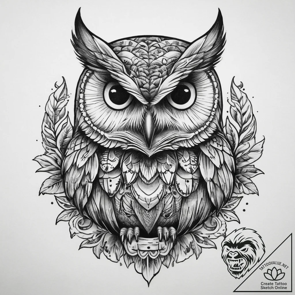 Tattoo sketch owl tattoo, tattoo flash sheet... - tattoo sketch (№1760295510_0, 12.10.2025 18:58) — tattoovalue.net