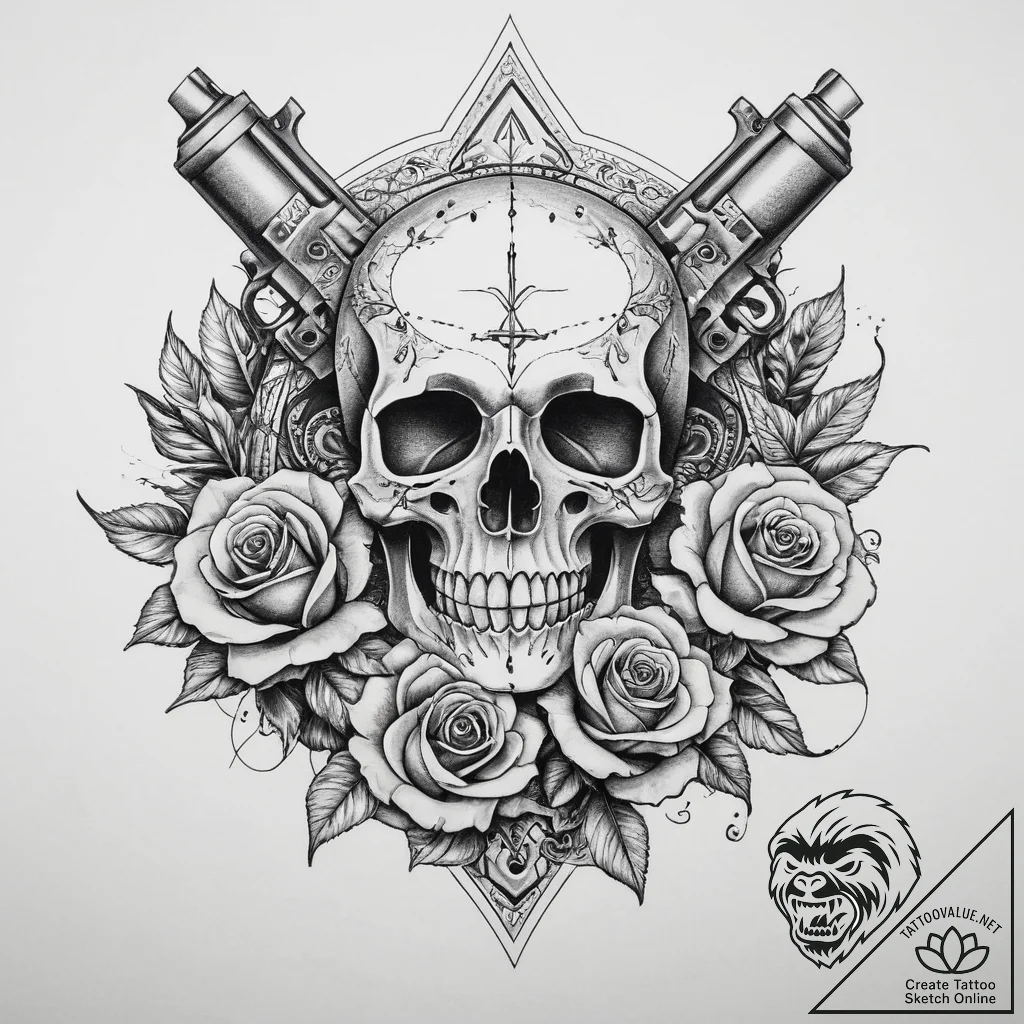 Tattoo sketch узор в виде пистолета, artistic... - tattoo sketch (№1760295944_0, 12.10.2025 19:05) — tattoovalue.net