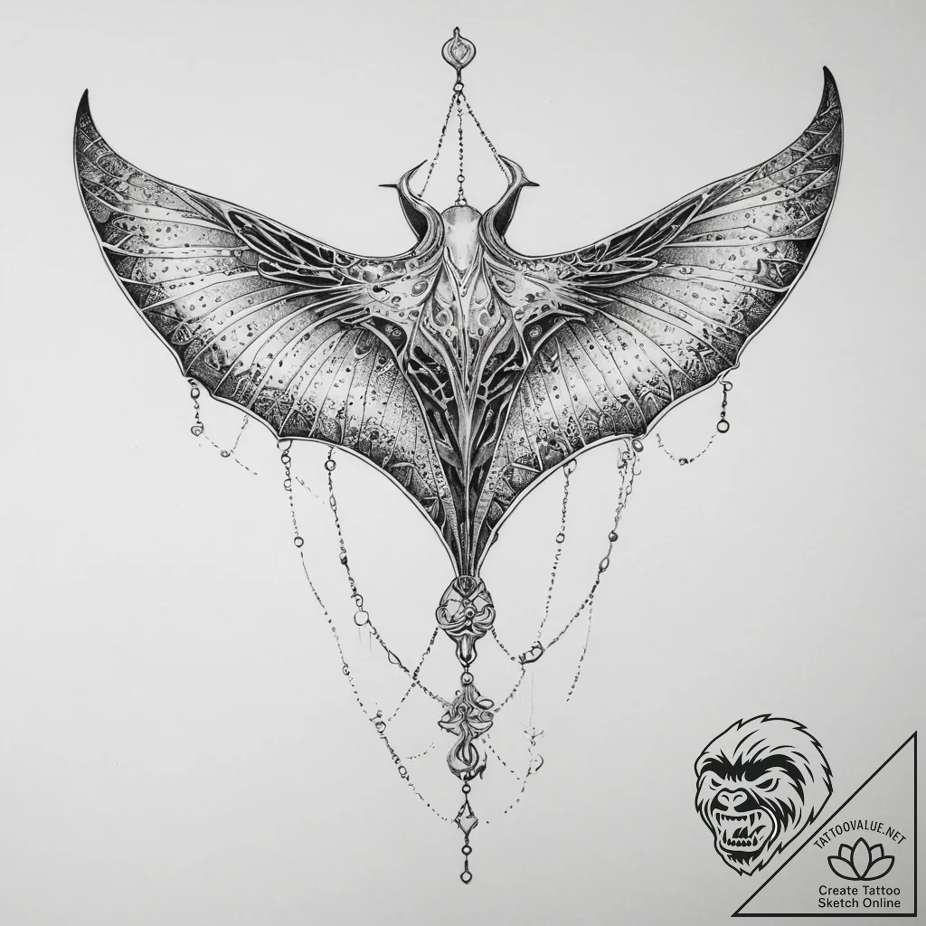 Tattoo sketch manta ray, concept art for tatt... - tattoo sketch (№1760296375_0, 12.10.2025 19:12) — tattoovalue.net