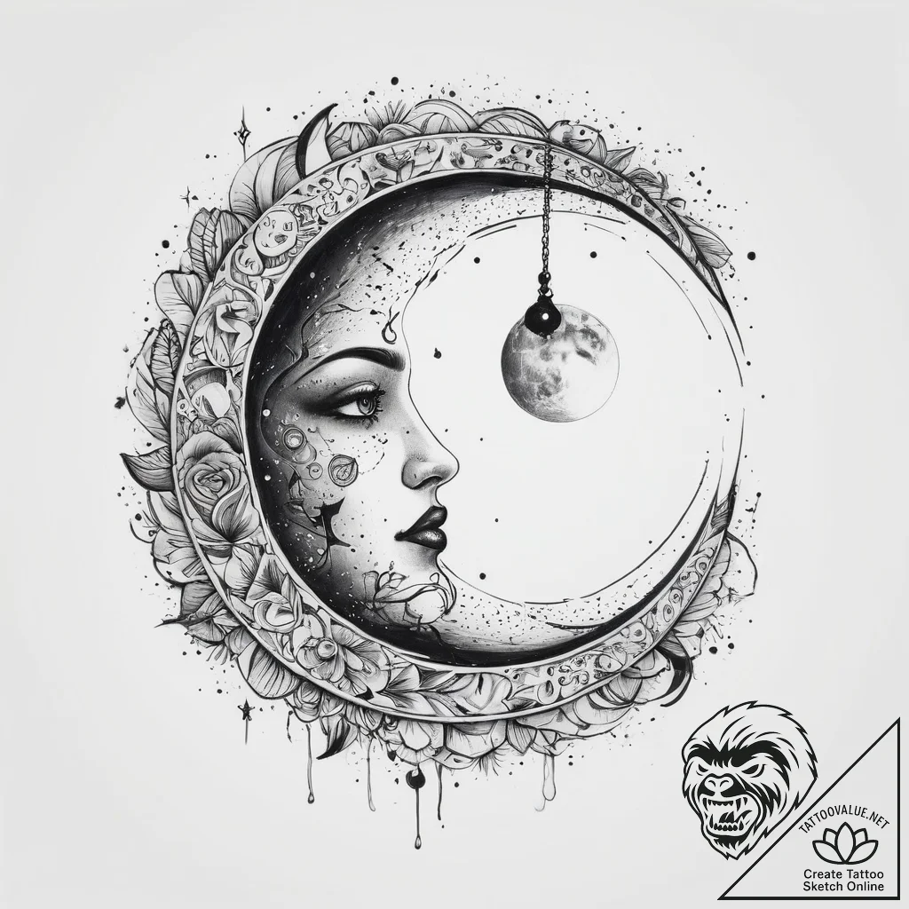 Tattoo sketch узор в виде луны, tattoo line a... - tattoo sketch (№1760296811_0, 12.10.2025 19:20) — tattoovalue.net