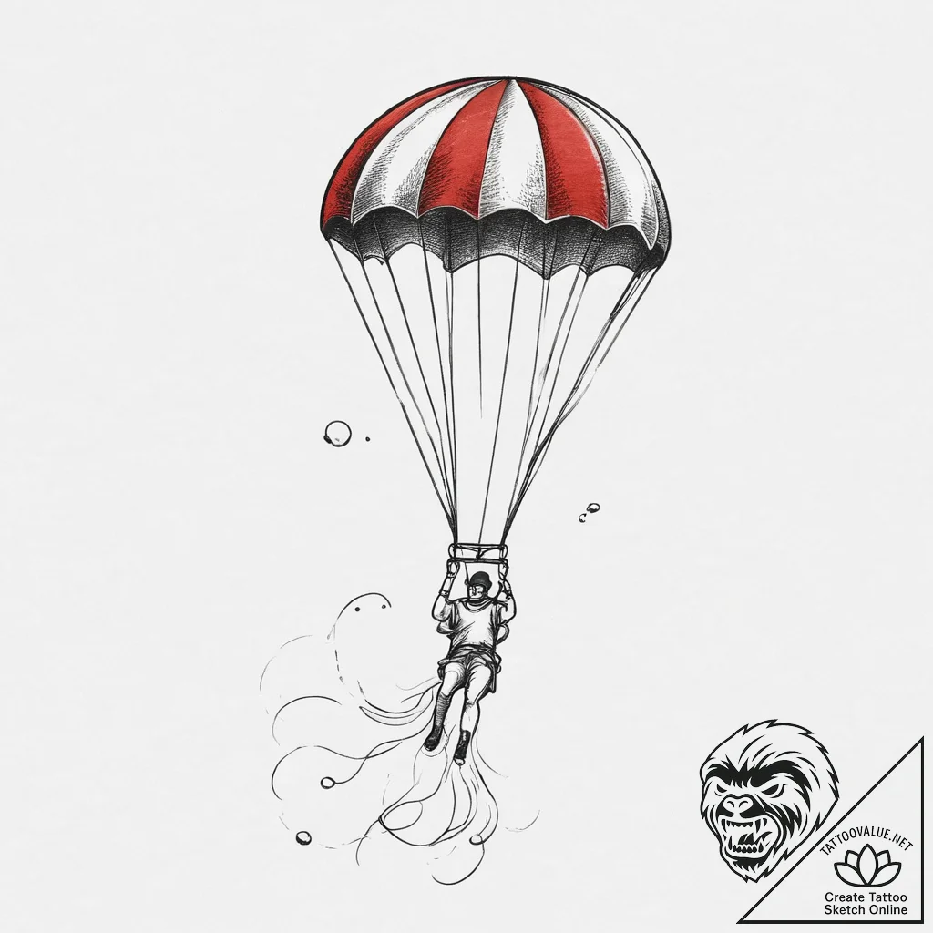 Tattoo sketch parasailing a person with a sai... - tattoo sketch (№1760297253_0, 12.10.2025 19:27) — tattoovalue.net