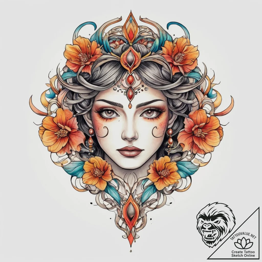 Tattoo sketch beige, ink illustration for tat... - tattoo sketch (№1760297471_0, 12.10.2025 19:31) — tattoovalue.net