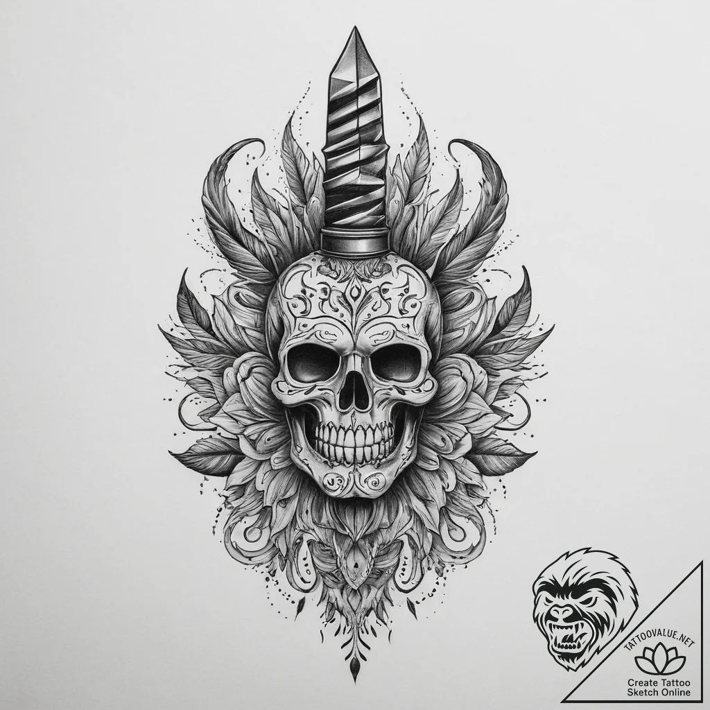 Tattoo sketch knife, artistic tattoo sketch,... - tattoo sketch (№1760299672_0, 12.10.2025 20:07) — tattoovalue.net