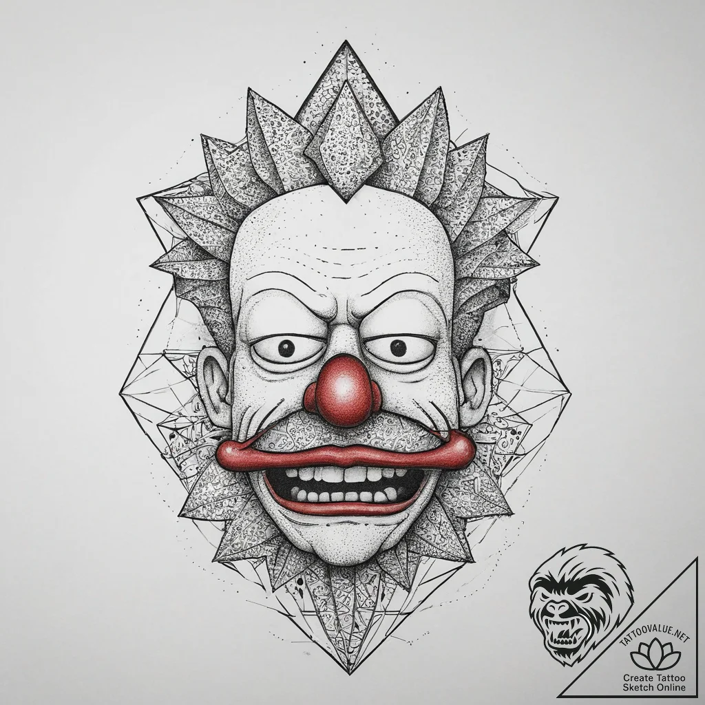 Tattoo sketch the simpsons krusty the clown,... - tattoo sketch (№1760300103_0, 12.10.2025 20:15) — tattoovalue.net