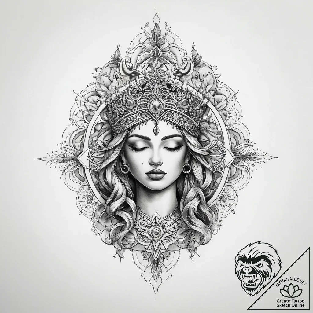 Tattoo sketch divine land - tattoo sketch (№1760300320_0, 12.10.2025 20:18) — tattoovalue.net