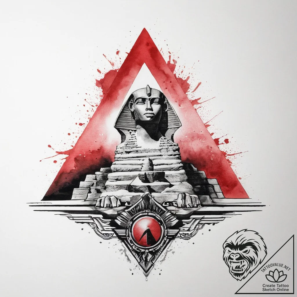 Tattoo sketch egyptian pyramid with a sphinx,... - tattoo sketch (№1760301842_0, 12.10.2025 20:44) — tattoovalue.net