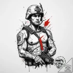 Tattoo sketch soldier with a date, tattoo ske… – tattoo sketch (№1760302060_0, 12.10.2025 20:47) — tattoovalue.net