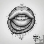 Tattoo sketch sensual lips with a snake, tatt… – tattoo sketch (№1760302711_0, 12.10.2025 20:58) — tattoovalue.net
