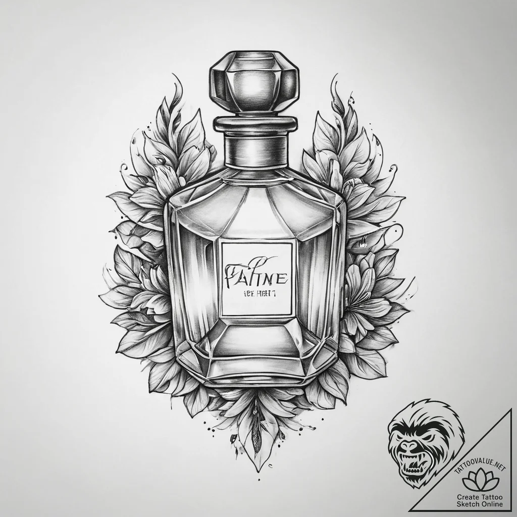 Tattoo sketch perfume tattoo - tattoo sketch (№1760302929_0, 12.10.2025 21:02) — tattoovalue.net