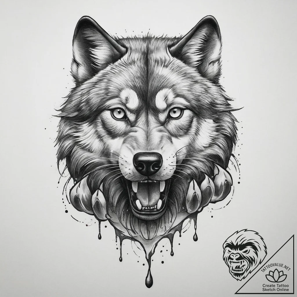 Tattoo sketch wolf paw, concept art for tatto... - tattoo sketch (№1760303145_0, 12.10.2025 21:05) — tattoovalue.net
