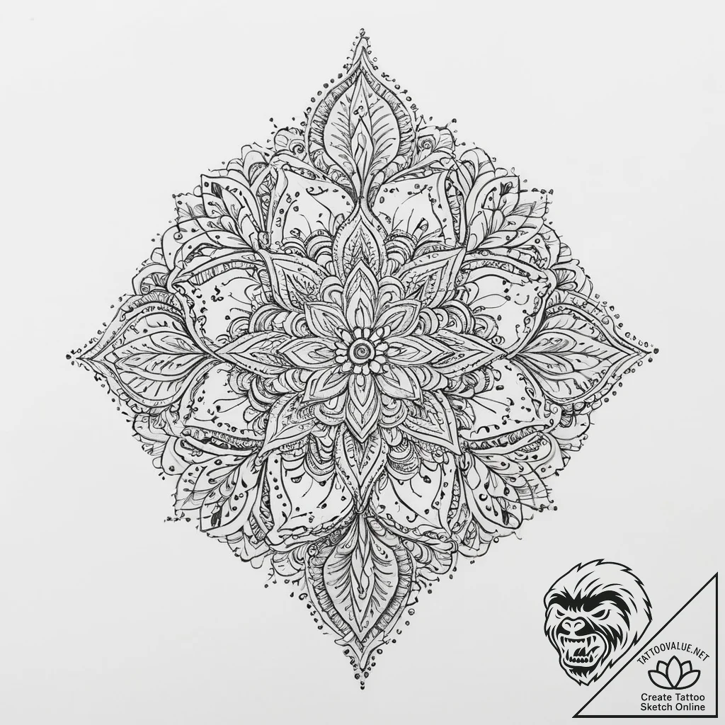Tattoo sketch henna design - tattoo sketch (№1760303360_0, 12.10.2025 21:09) — tattoovalue.net