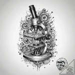Tattoo sketch scientist microscope and cells,… – tattoo sketch (№1760303586_0, 12.10.2025 21:13) — tattoovalue.net