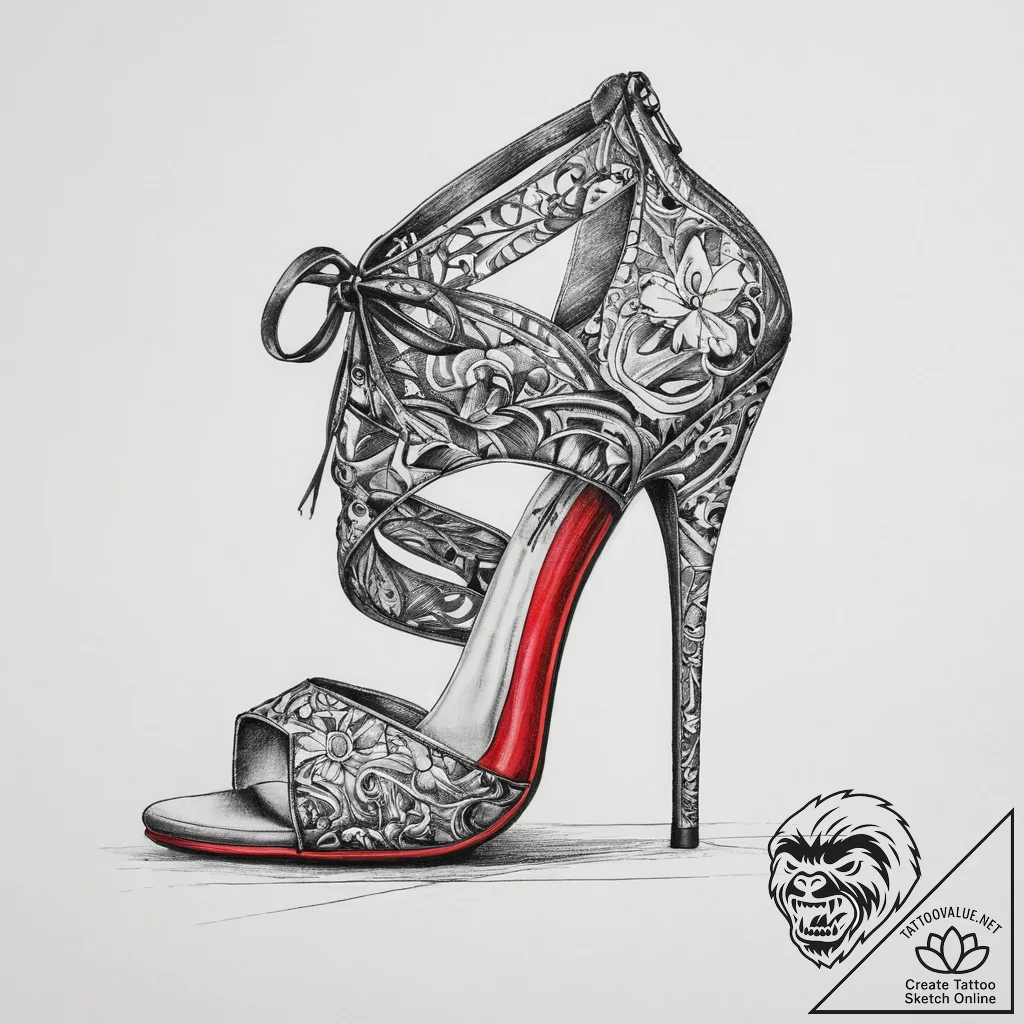 Tattoo sketch high heel tattoo, artistic tatt... - tattoo sketch (№1760304236_0, 12.10.2025 21:23) — tattoovalue.net