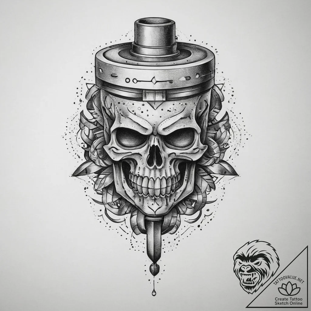 Tattoo sketch engine piston, artistic tattoo... - tattoo sketch (№1760304453_0, 12.10.2025 21:27) — tattoovalue.net